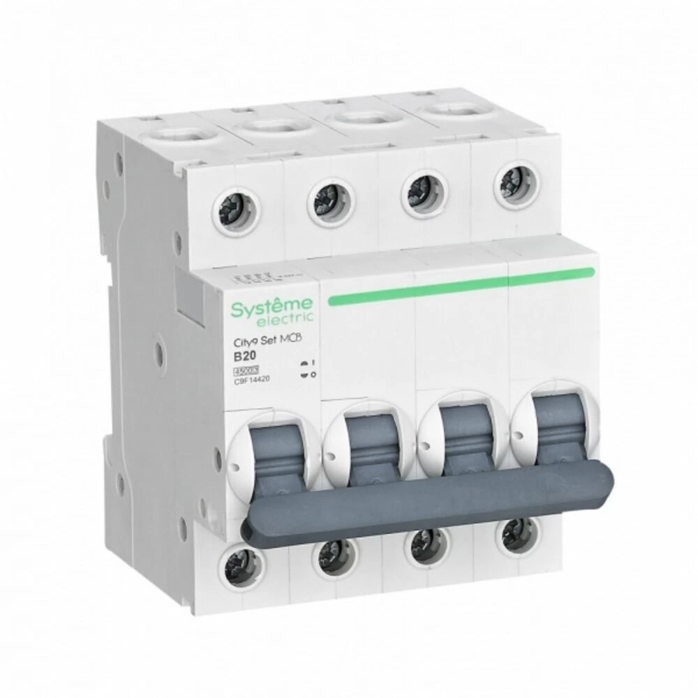 Автоматический выключатель модульный Systeme Electric City9 Set 4P 20А тип B 4,5 кА 400 В (C9F14420)