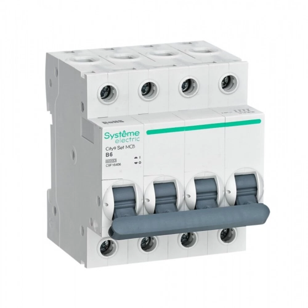 Автоматический выключатель модульный Systeme Electric City9 Set 4P 6А тип B 6 кА 400 В (C9F16406)