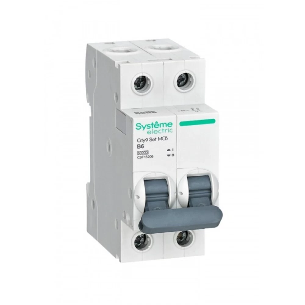 Автоматический выключатель модульный Systeme Electric City9 Set 2P 6А тип B 6 кА 230 В (C9F16206)