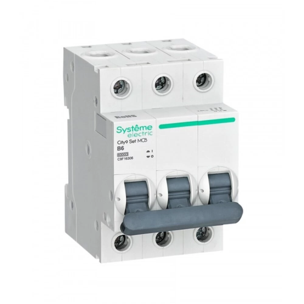 Автоматический выключатель модульный Systeme Electric City9 Set 3P 6А тип B 6 кА 400 В (C9F16306)