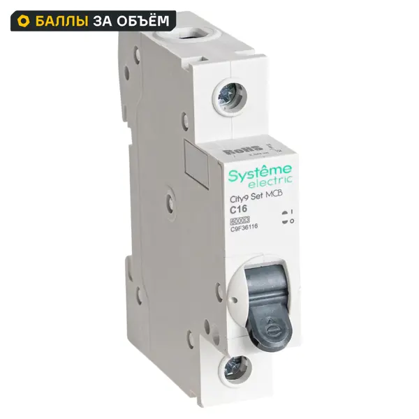 Автоматический выключатель Systeme Electric City9 Set C9F36116 1P С16 А 6 кА