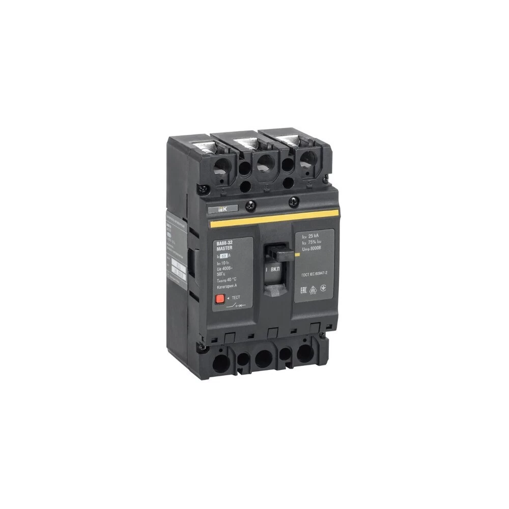 Автоматический выключатель в литом корпусе IEK Master ВА88-32 3P 63А 25 кА 400 В (SVA10-3-0063-02)