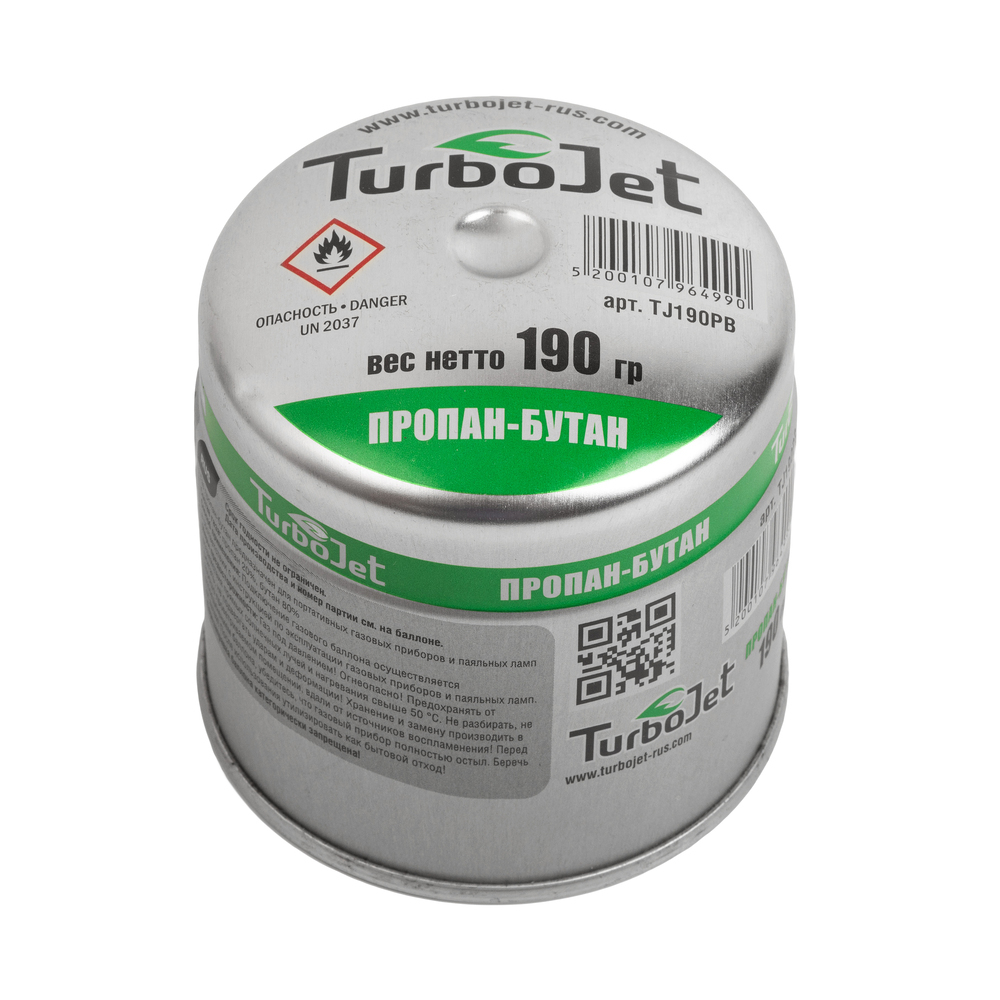 Баллон газовый для паяльных ламп пропан/ бутан Turbojet прокалываемый 0,45 л