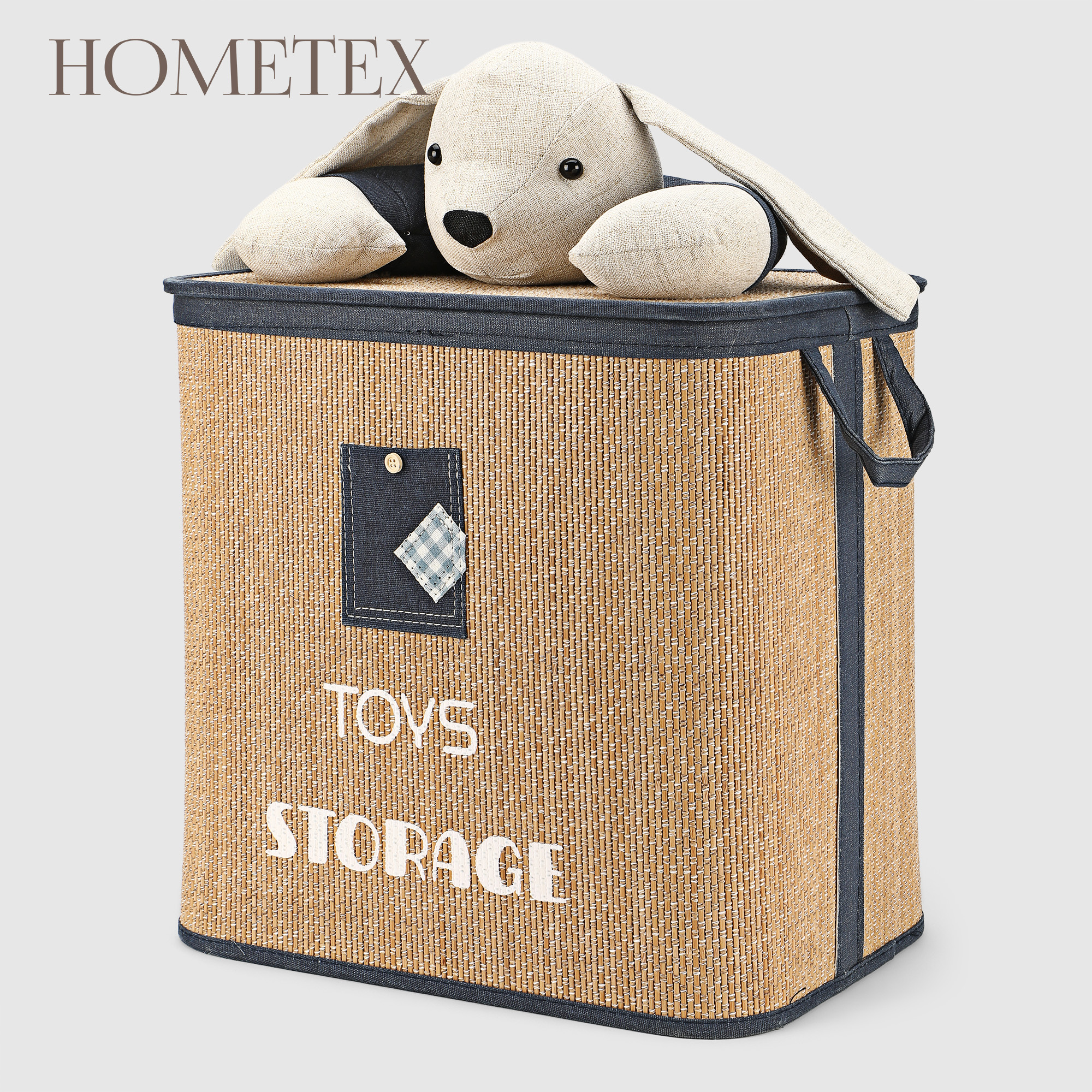 Бамбуковая корзина Hometex с крышкой, украшенная игрушками 40х30х40 см