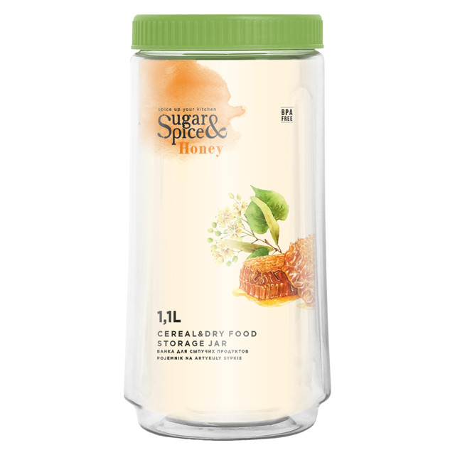 банка для продуктов SUGAR&SPICE Honey 1,1л круглая с крышкой пластик