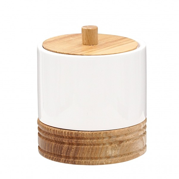 Банка для ватных дисков Ridder Chic белая 10,4х10,4х12,5 см