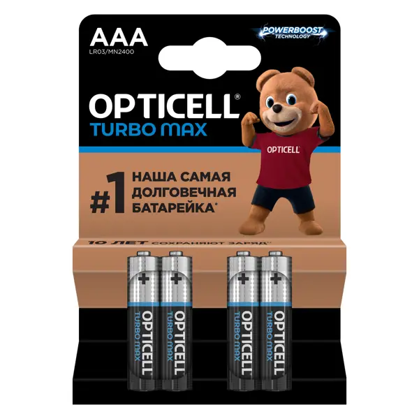 Батарейка алкалиновая Opticell Turbo Max LR03 AAA 4 шт.