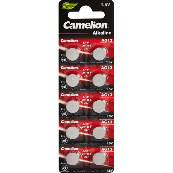 Батарейка Camelion алкалиновая Mercury Free AG13-BP10 LR44 10 шт.