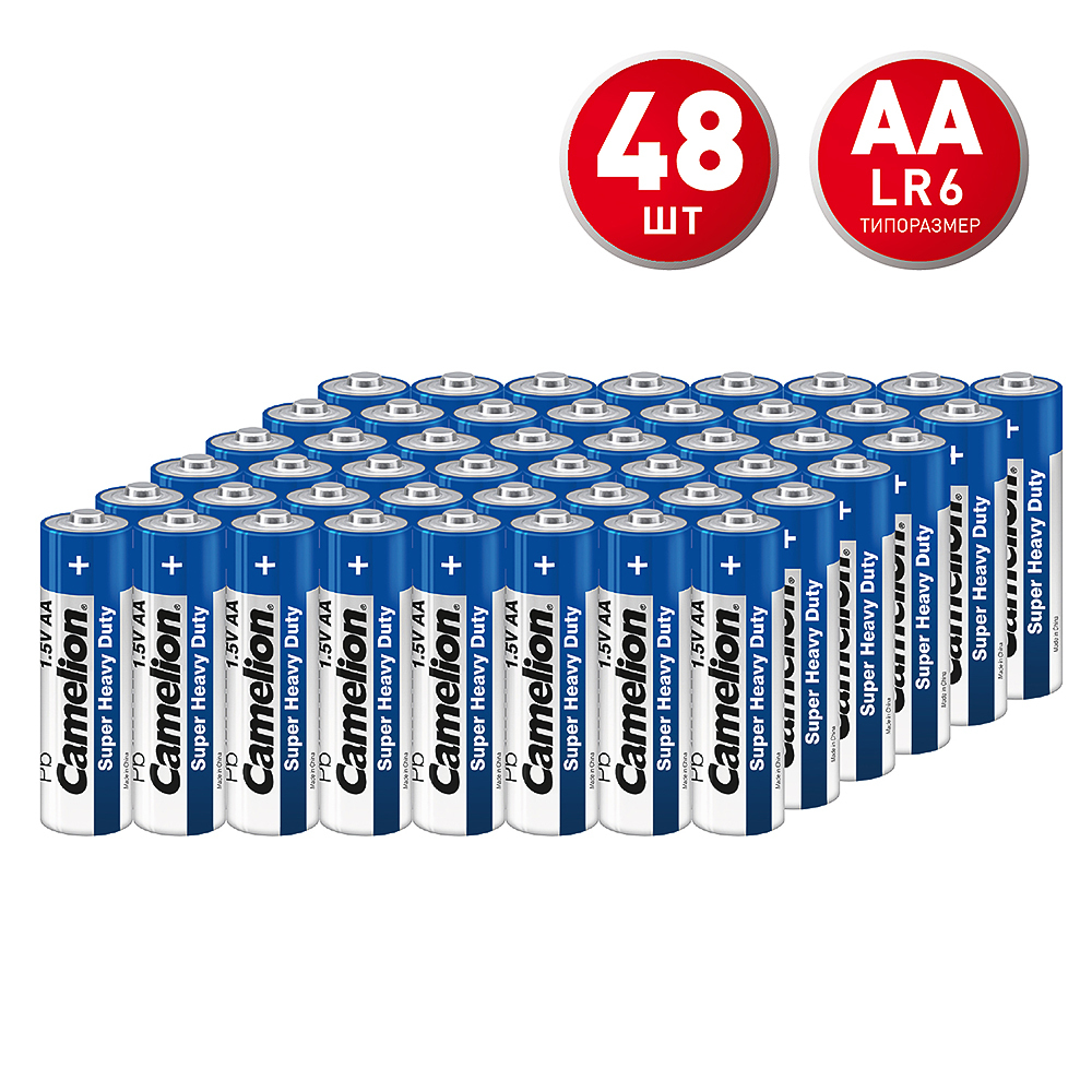 Батарейка Camelion Blue АА пальчиковая R6 1,5 В (48 шт.) (R6P-BP4B)