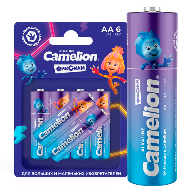 батарейка Camelion Фиксики 1,5В LR6 алкалиновая плюс АА блистер 6шт