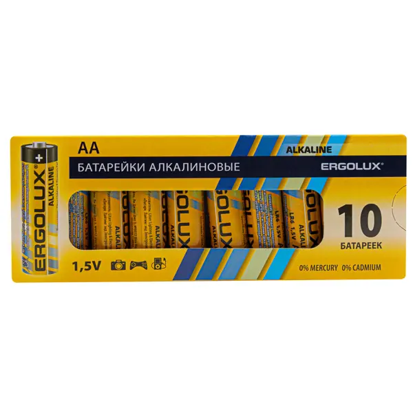 Батарейка Ergolux LR6BP-10 алкалиновая LR6 AA 10 шт.
