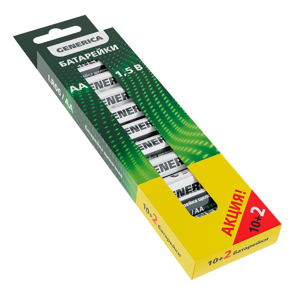 Батарейка Generica Alkaline пальчиковый LR6 1,5 В (12 шт.) (ABT-LR06-ST-B12-G/4946)