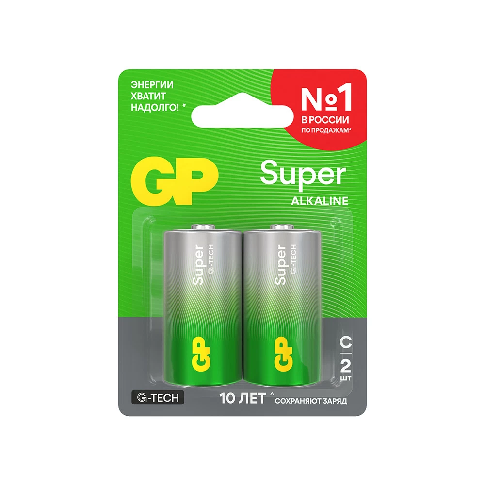 Батарейка GP Batteries Super Алкалин C LR14 1,5 В (2 шт.) (GP 14AA21-2CRSBC2)