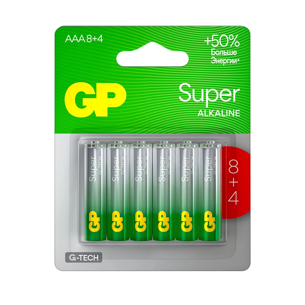 Батарейка GP Batteries Super G Tech АА пальчиковая LR6 1,5 В (12 шт.) (GP 15AA218/4-2CRSBC12)