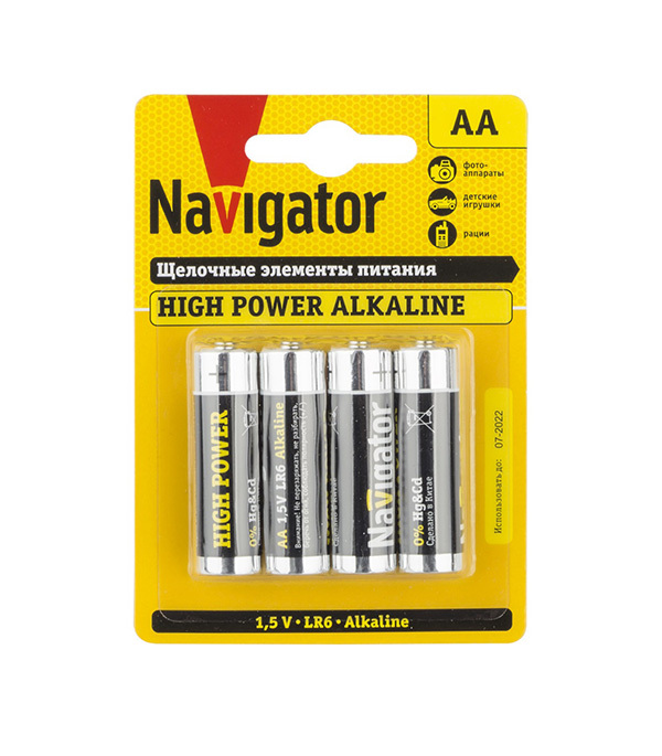 Батарейка Navigator АА пальчиковая LR6 1,5 В (4 шт.)