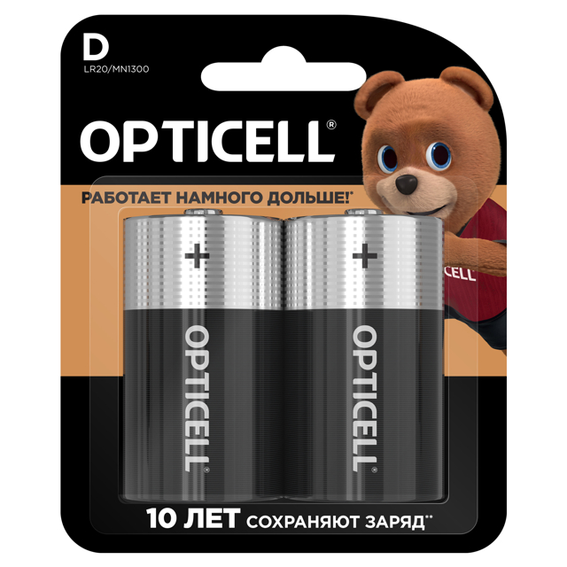 батарейка OPTICELL 1,5В алкалиновая D 2шт