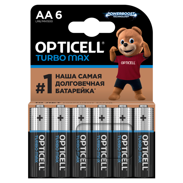 батарейка OPTICELL Турбо Макс 1,5В алкалиновая AA 6шт