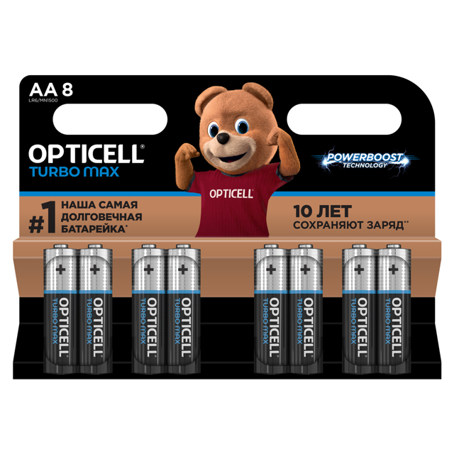 батарейка OPTICELL Турбо Макс 1,5В алкалиновая AA 8шт