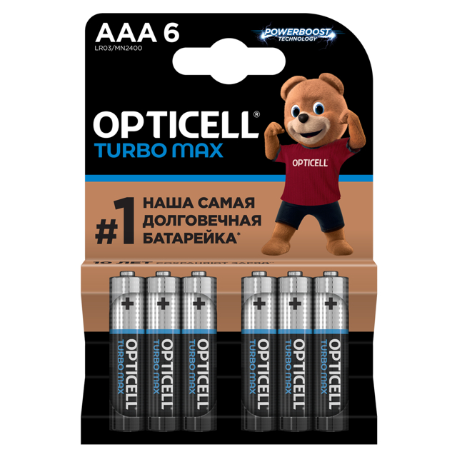 батарейка OPTICELL Турбо Макс 1,5В алкалиновая AAА 6шт