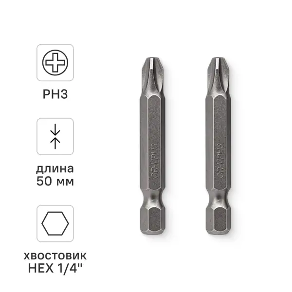 Бита магнитная Vira 554112 PH3x50 мм, 2 шт.