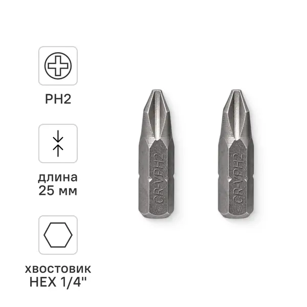 Бита магнитная Vira 554120 PH2x25 мм, 2 шт.