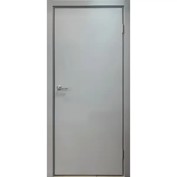Блок дверной Капель глухой ПВХ Серый 60x200 см (с замком и петлями)
