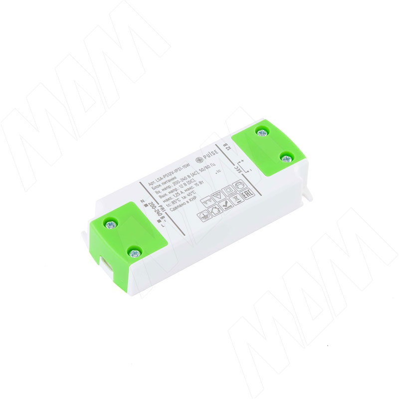 Блок питания AC-230/DC-12V, IP20, 15W (LSA-PS12V-IP31-15W)