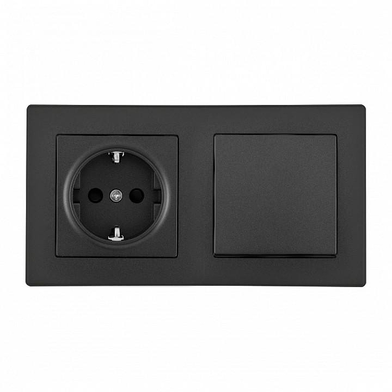 Блок с розеткой и выключателем Arte Milano SET06-2 SET06-2-30-1-40-1 black цвет Черный