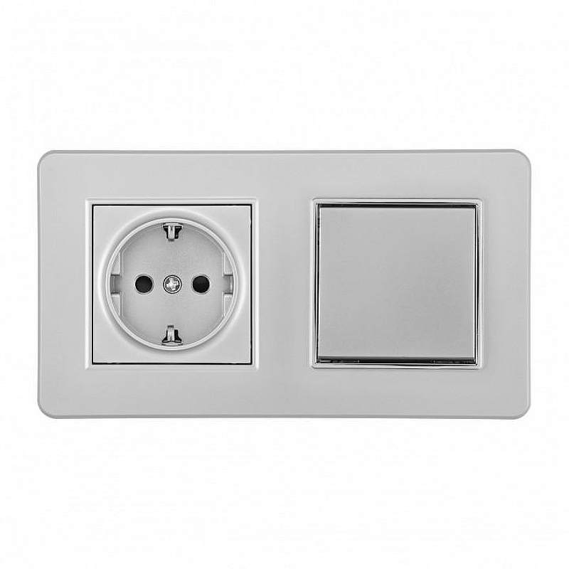 Блок с розеткой и выключателем Arte Milano SET16-2 SET16-2-40-1-30-1 silver цвет Серебро