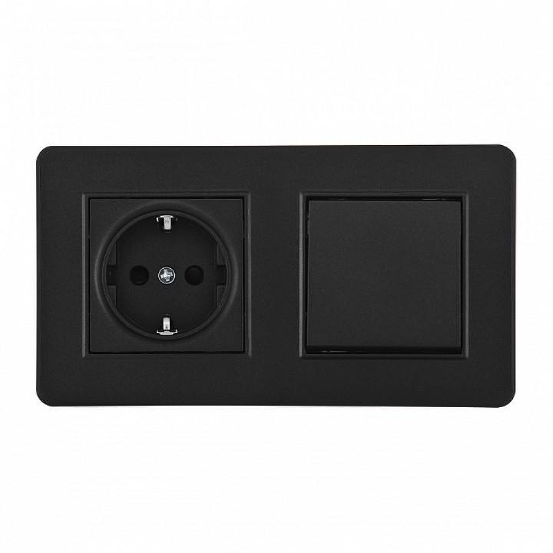 Блок с розеткой и выключателем Arte Milano SET16-2 SET16-2-40-1-30-1 black цвет Черный