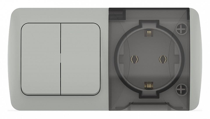 Блок с розеткой и выключателем Elbi Eleсtriс Eva 554-011500-922 цвет Серый