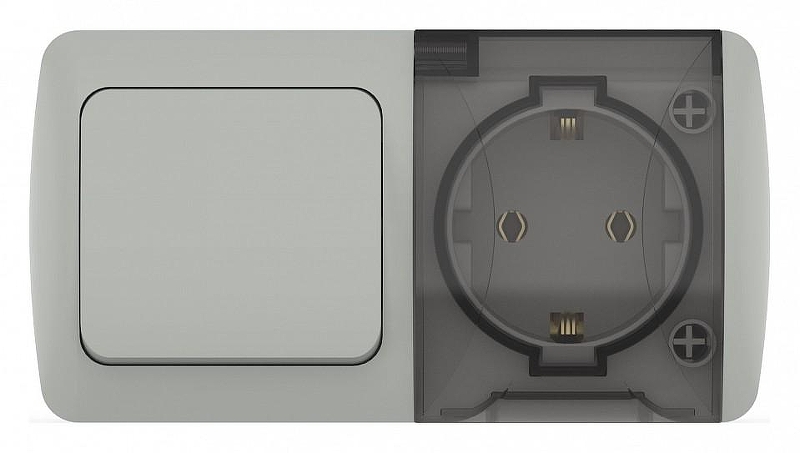 Блок с розеткой и выключателем Elbi Eleсtriс Eva 554-011500-920 цвет Серый