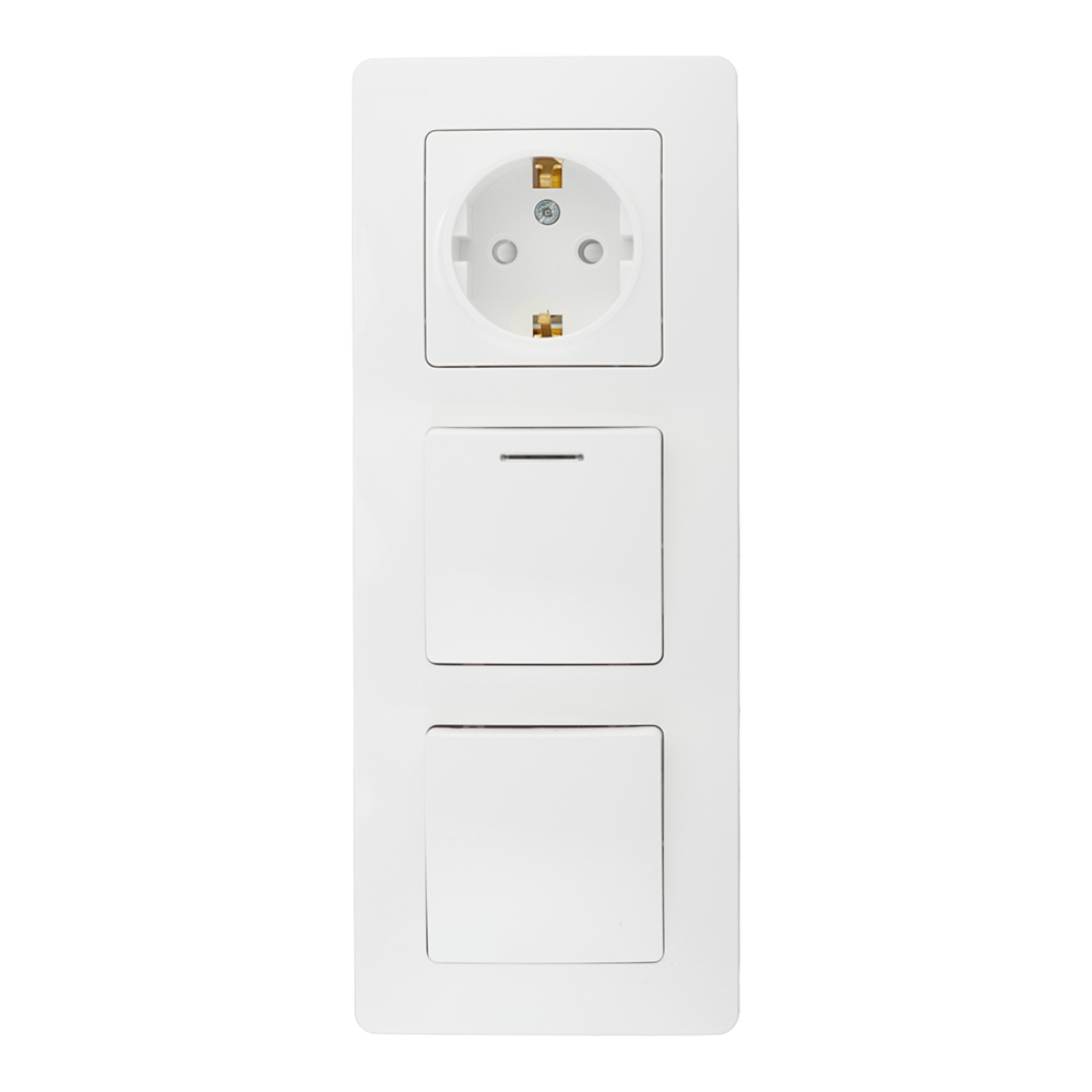 Блок выключатель и розетка Systeme Electric Blanca двухклавишный встраиваемый белый с подсветкой (BLNBS101111)