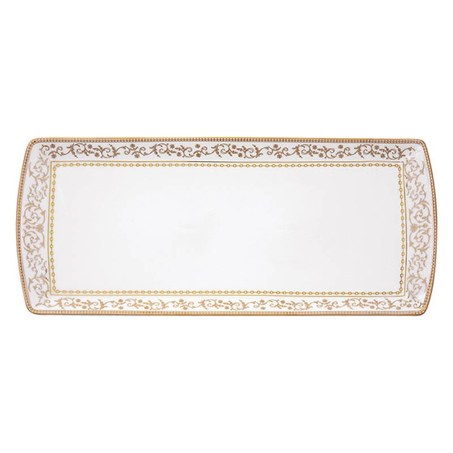Блюдо Pozzi Milano 1876 Golden белое, прямоугольное 35х15 см