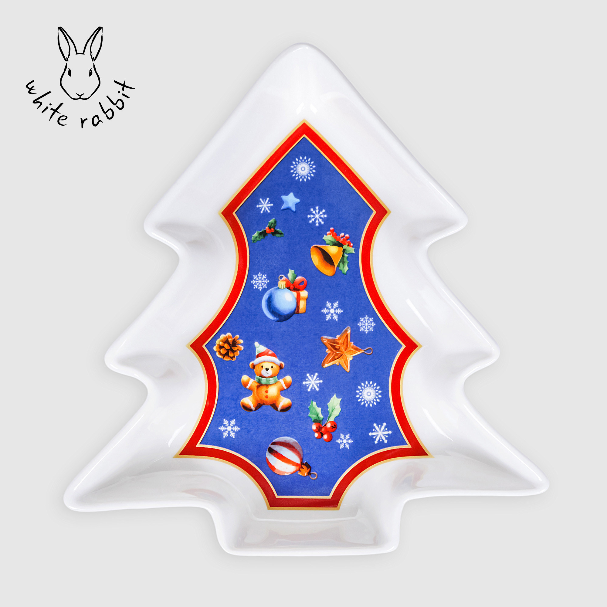 Блюдо сервировочное White Rabbit Christmas ёлка синий 17х16х3 см