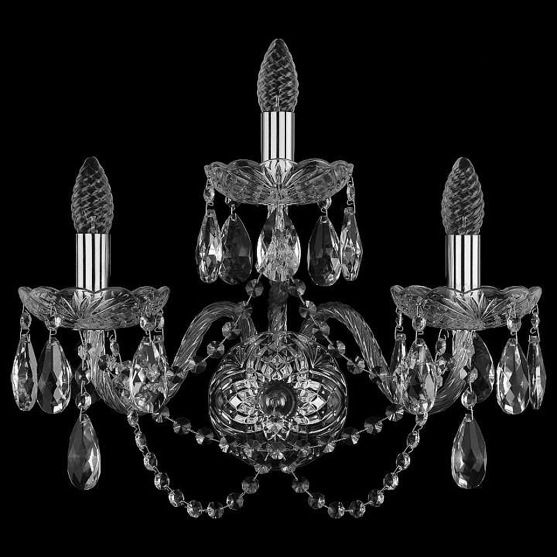 Бра Bohemia Ivele Crystal 1400 1402B/2+1/195XL/Ni цвет плафона/подвески Прозрачный, цвет арматуры Прозрачный, Никель