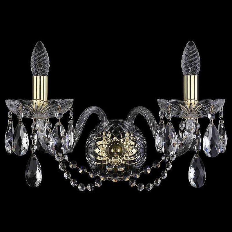 Бра Bohemia Ivele Crystal 1400 1402B/2/195XL/G цвет плафона/подвески Прозрачный, цвет арматуры Золото, Прозрачный