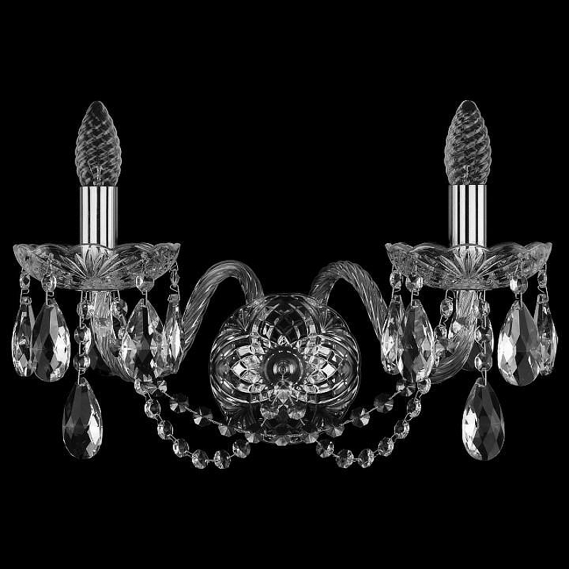 Бра Bohemia Ivele Crystal 1400 1402B/2/195XL/Ni цвет плафона/подвески Прозрачный, цвет арматуры Прозрачный, Никель