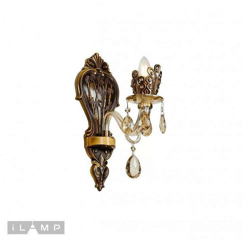 Бра iLamp Asia 61078/1 BR цвет плафона/подвески Янтарный, цвет арматуры Бронза, Янтарный