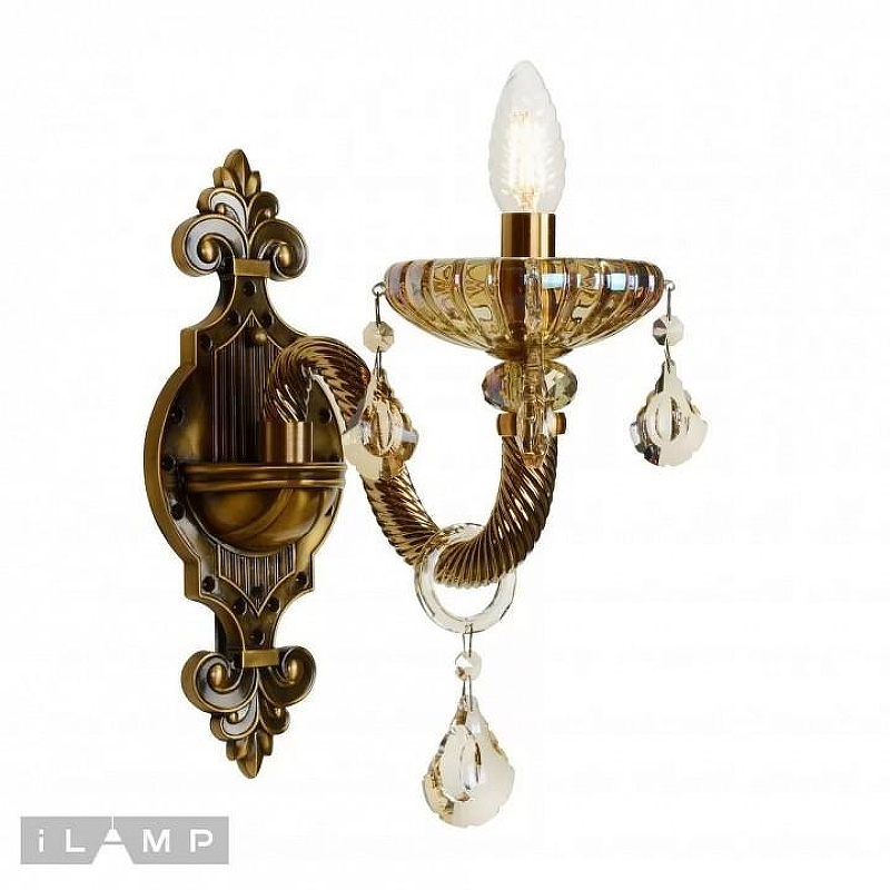 Бра iLamp Asia 81069-1 BR цвет плафона/подвески Янтарный, цвет арматуры Бронза, Янтарный