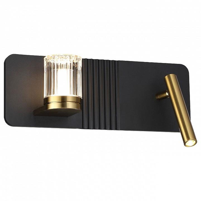Бра Indigo 14032 14032/2W Black цвет плафона/подвески Золото, Прозрачный, цвет арматуры Черный