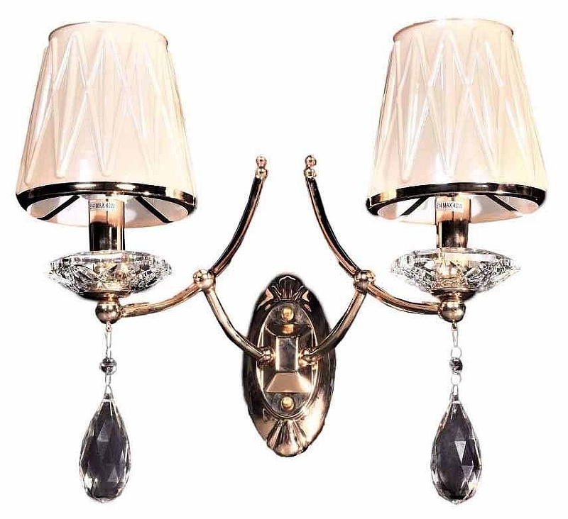 Бра LUMINA DECO Dominni LDW 9268-2 GD цвет плафона/подвески Бежевый, Прозрачный, цвет арматуры Золото