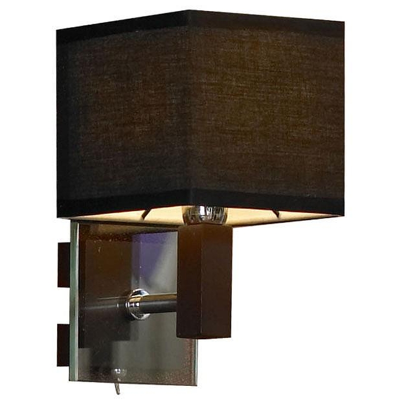 Бра Lussole Montone GRLSF-2571-01 цвет плафона/подвески Черный, цвет арматуры Коричневый, Хром