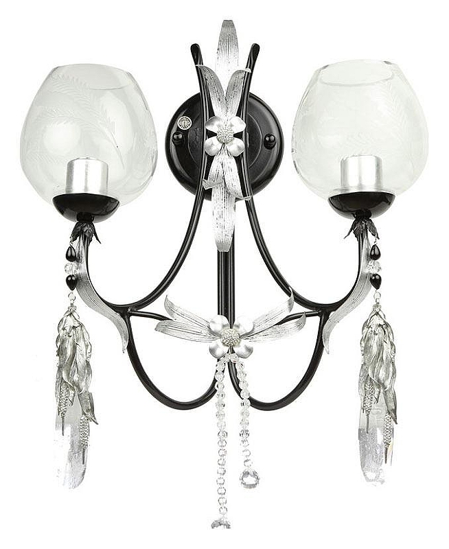 Бра MM Lampadari 6926 6926/A2 V2547 цвет плафона/подвески Прозрачный, цвет арматуры Черный