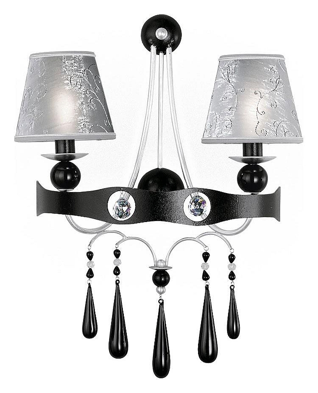 Бра MM Lampadari Gotham 6886/A2 V2515 цвет плафона/подвески Хром, Черный, цвет арматуры Хром, Черный