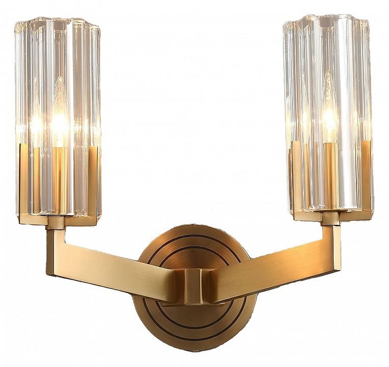 Бра Moderli Brass V11073-2W цвет плафона/подвески Прозрачный, цвет арматуры Латунь
