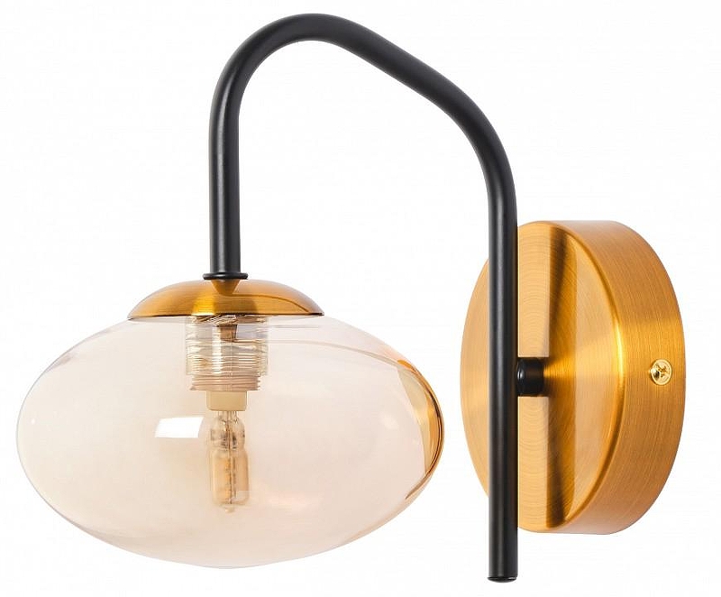 Бра MyFar Scott MR1750-1W цвет плафона/подвески Оранжевый, цвет арматуры Латунь, Черный