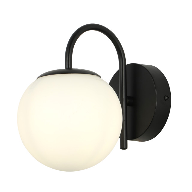 бра настенное SCHAFFNER Ollega Е27 1x40Вт стекло металл чёрный