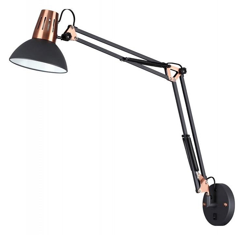 Бра Odeon Light Kapal 3318/1W цвет плафона/подвески Черный, цвет арматуры Медь, Черный