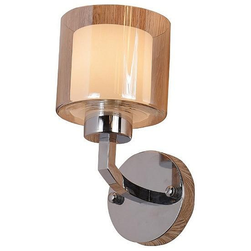 Бра Omnilux Atessa OML-55901-01 цвет плафона/подвески Белый, Коричневый, цвет арматуры Хром